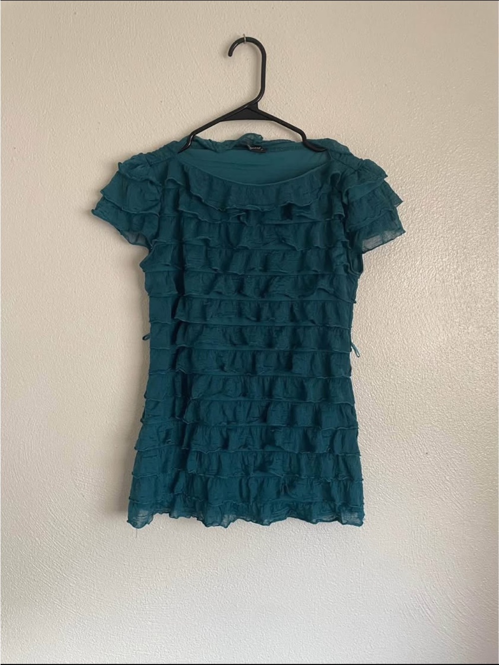 Teal Layered Ruffle Short Sleeve Top